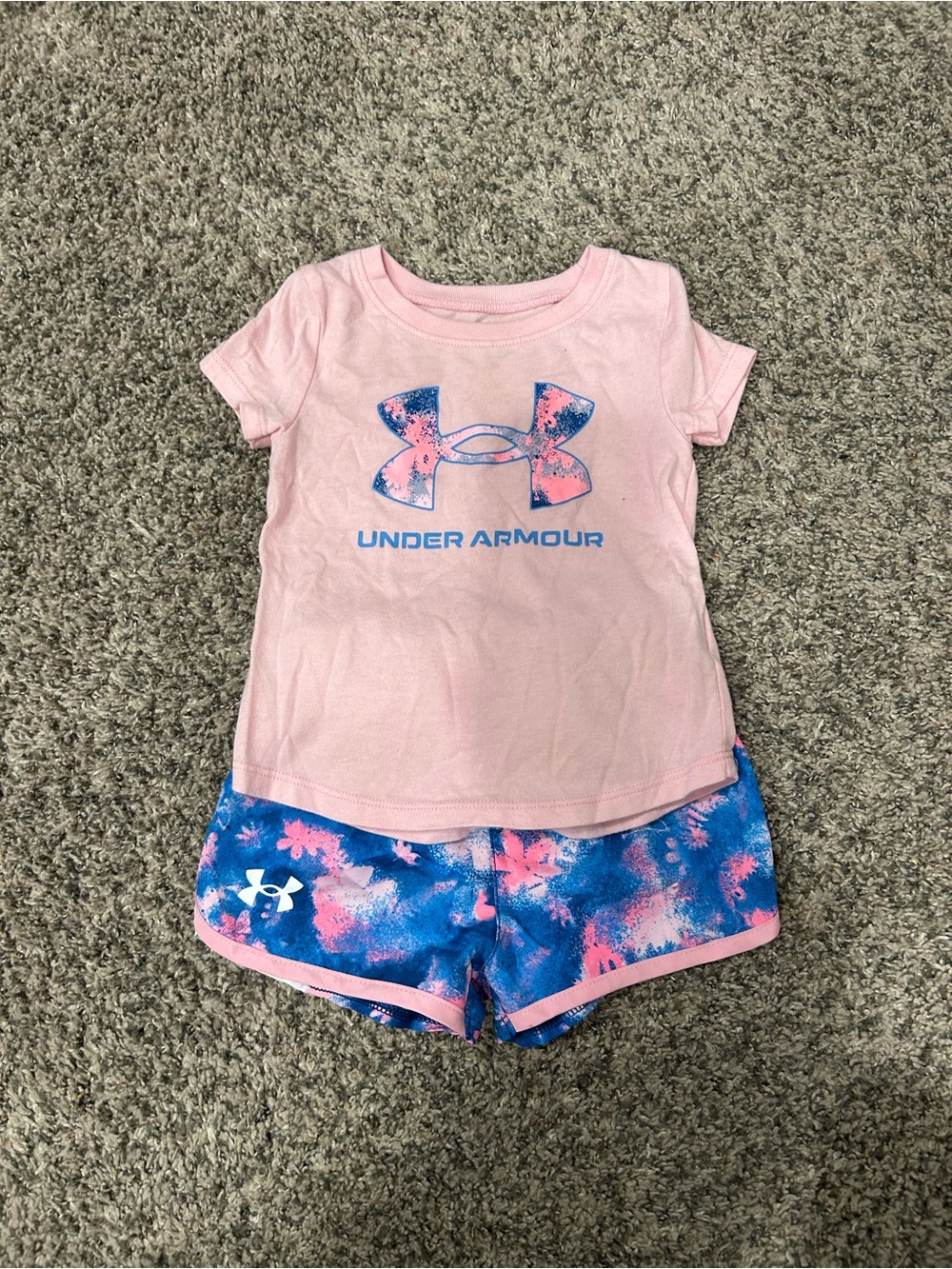 Under Armour 2-Piece Shorts Set | 12M | Pink & Blue Athletic Outfit
